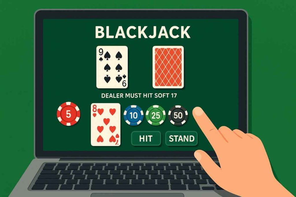 Jogador participando de uma mesa de blackjack no BRASA777 cassino.