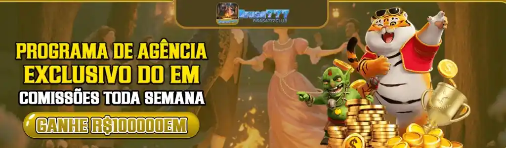Programa de agência exclusivo do BRASA777 com comissões semanais.